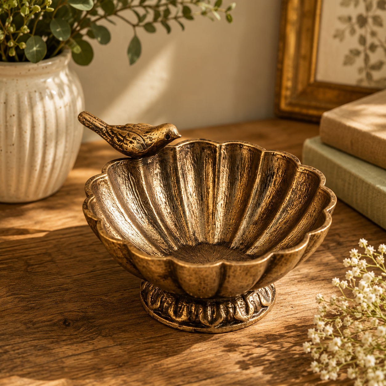 Terri Gold Pewter Bird Bowl