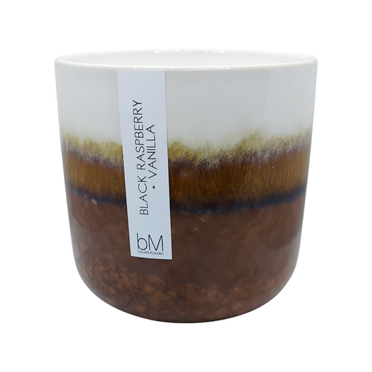 Ceramic Brown Mustard + White - Black Raspberry Vanilla