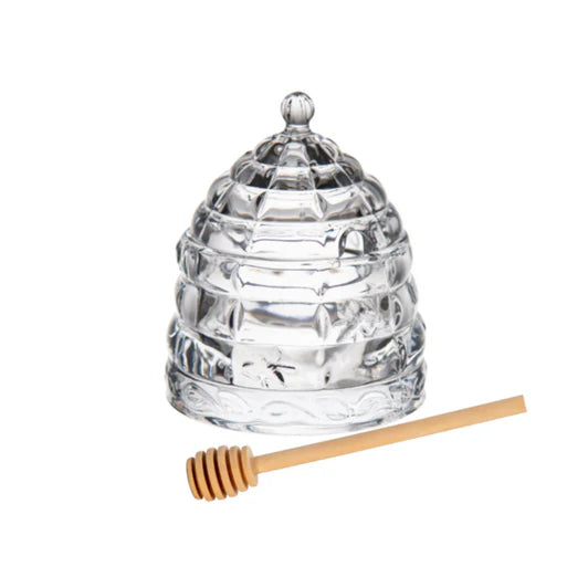 Glass Beehive Honey Jar with Wooden Dipper