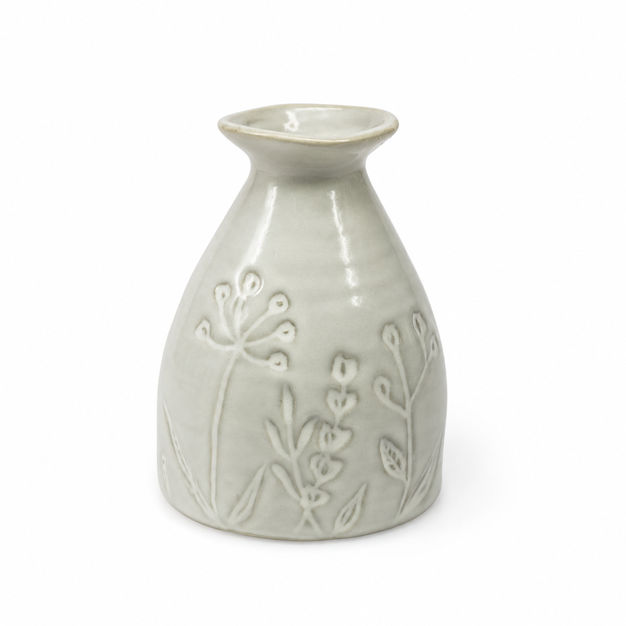 Embossed Floral Ceramic Vase