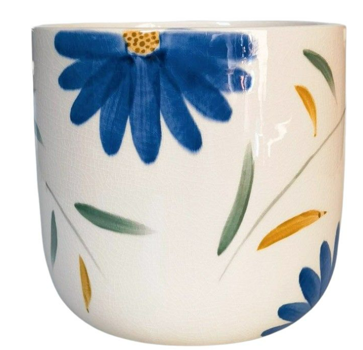 Maxine Floral Planter Blue & Green