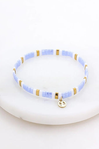 Tile Bracelet - Sky/Gold