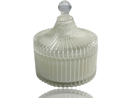 White Crystal Jar with Lid - Moss + Myrtle