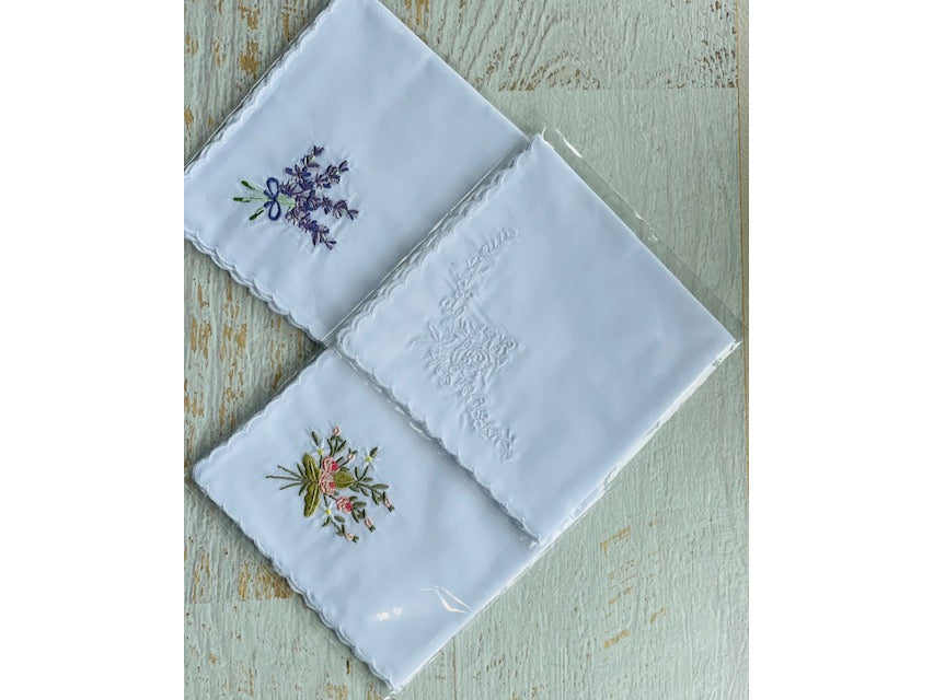 Embroidered Hankies - 3 Set Design Floral