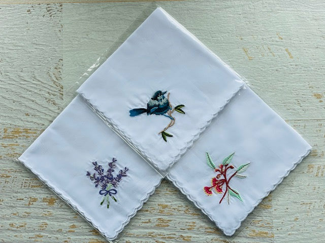 Embroidered Hankies - 3 Set Design
