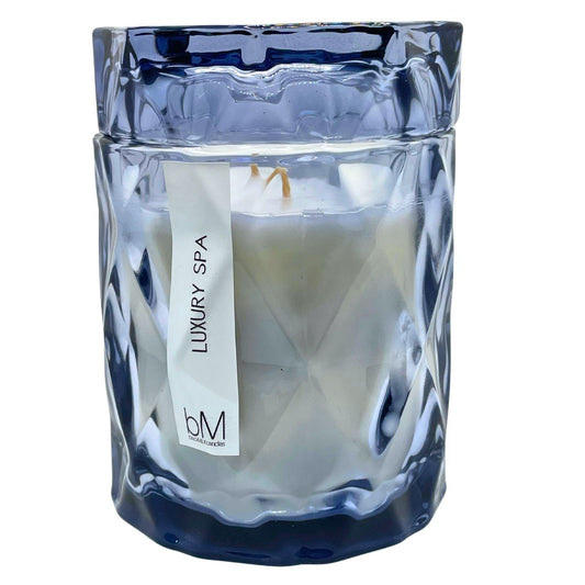 Glass Blue Diamond Candle - Luxury Spa