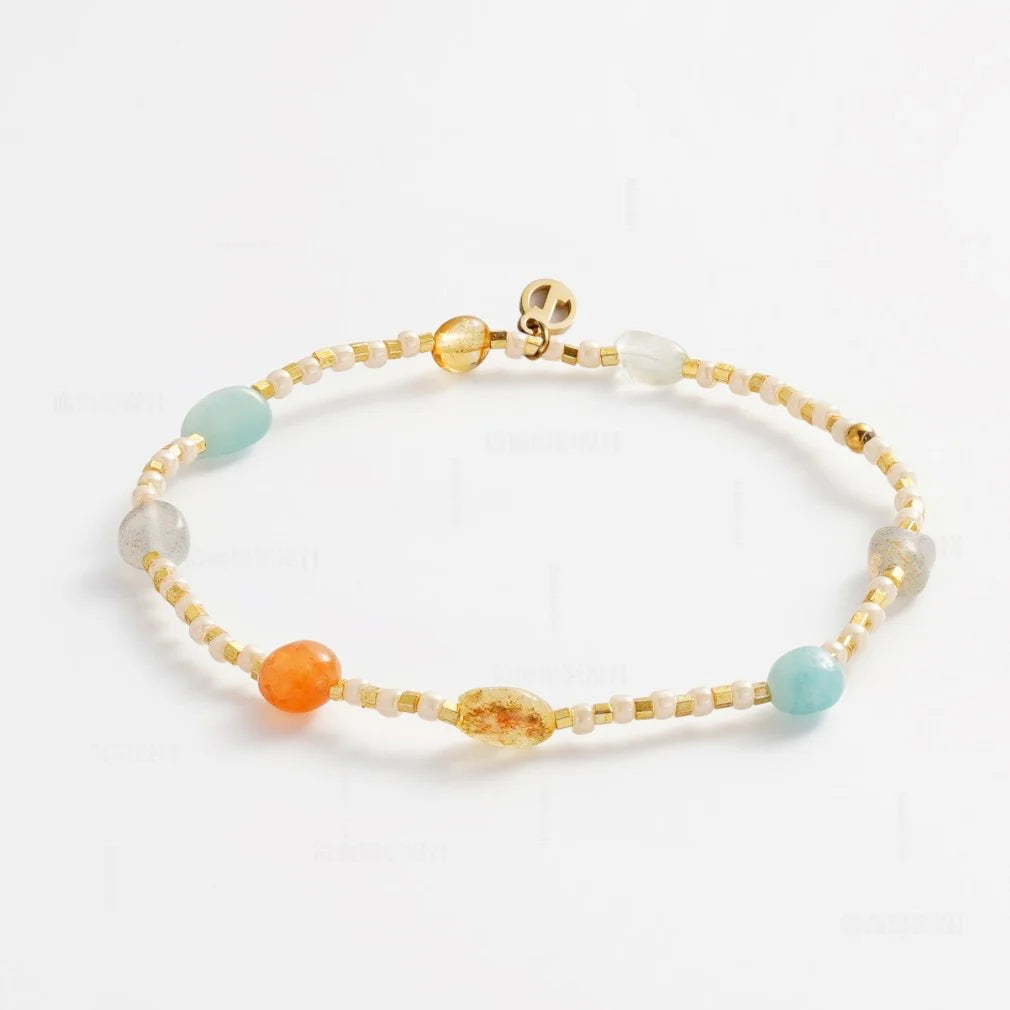 Harriette Bracelet- Aqua/Coral