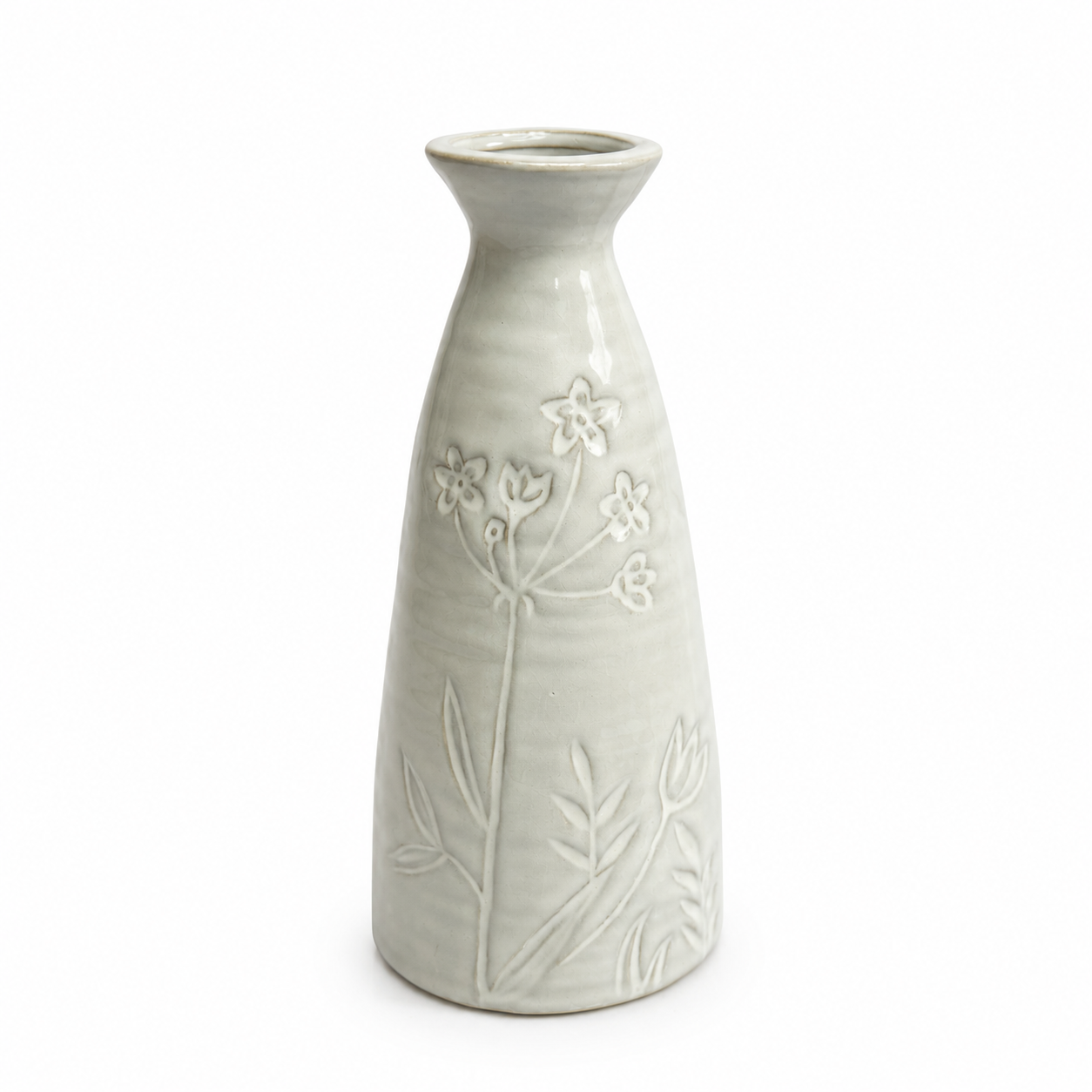 Embossed Floral Ceramic Vase