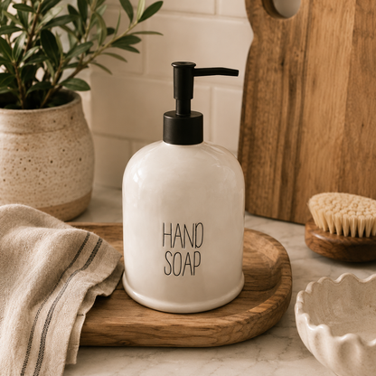 Spade White Ceramic Soap Dispenser