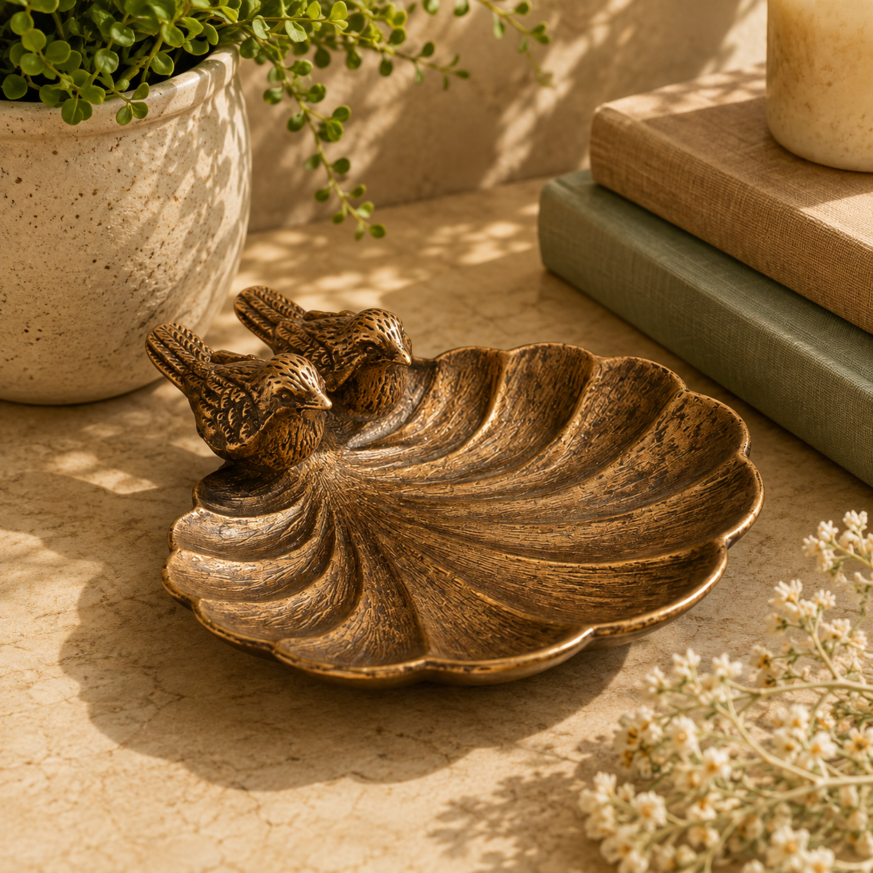 Terri Gold Pewter Bird Plate