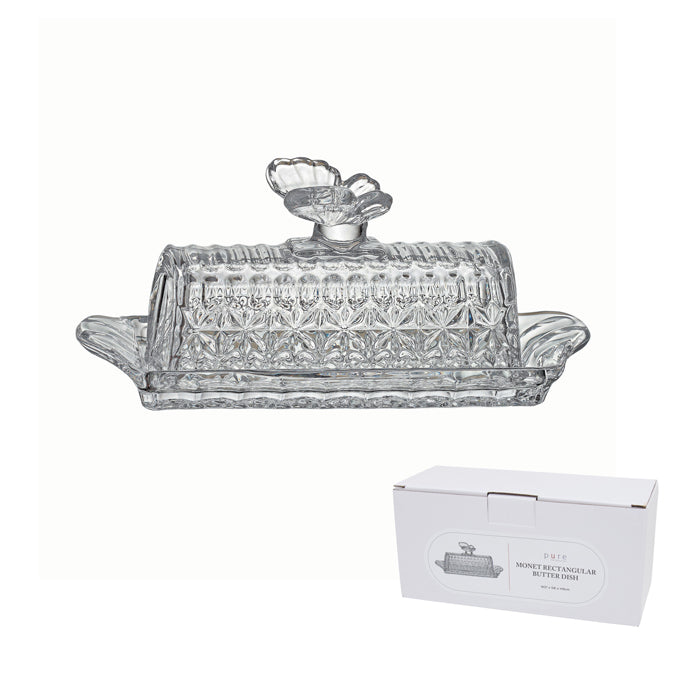 Monet Glass Butter Dish Rectangular