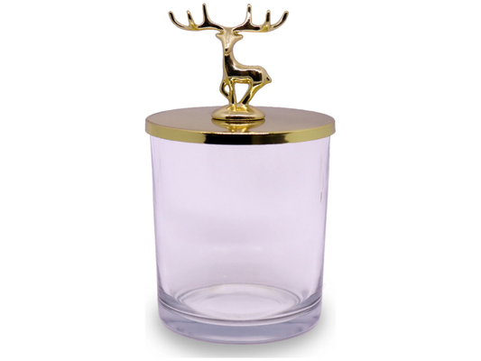 Clear Glass with Gold Reindeer Lid (LIMITED EDITION)