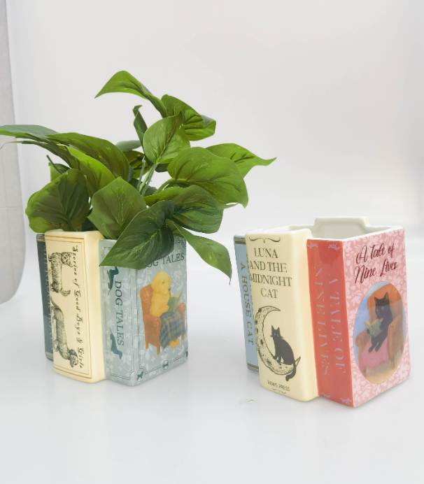 Cat Books Planter