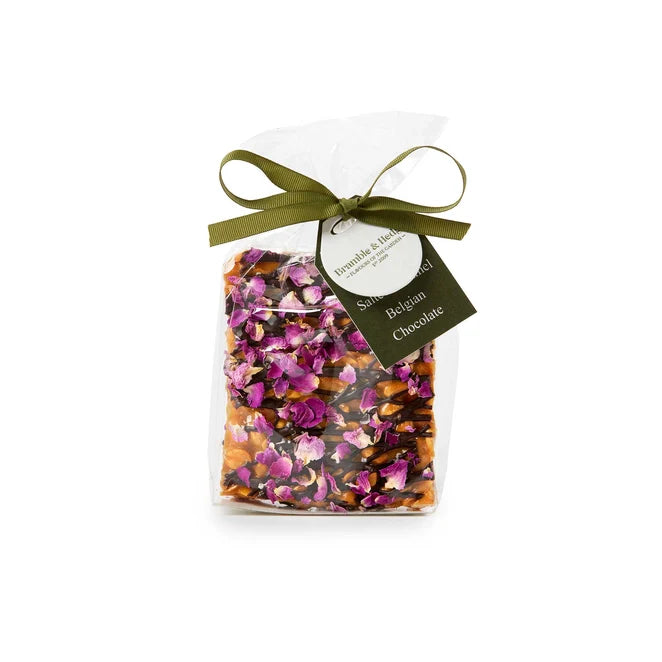 Salted Caramel, Rose Petal & Dark Belgian Chocolate Peanut Brittle - 200g