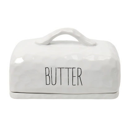 Spade White Ceramic Butter Dish