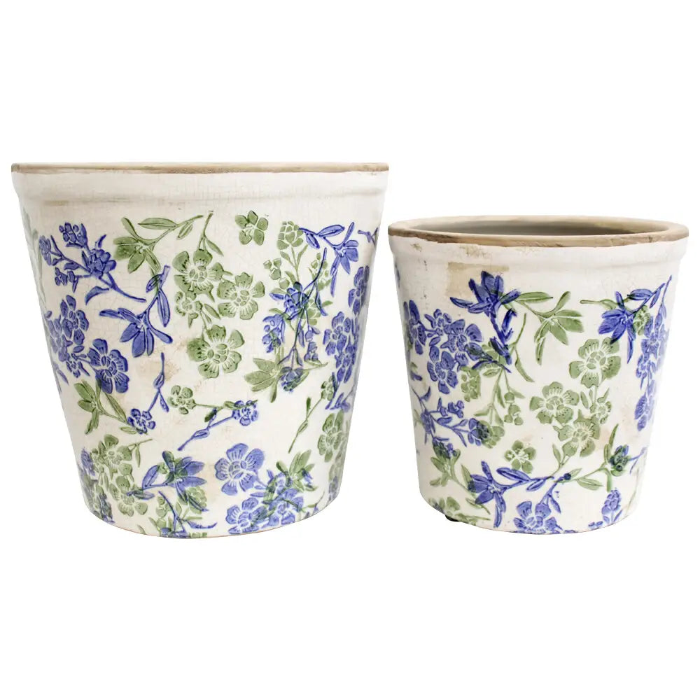 Planter S/2 Botanical Blue