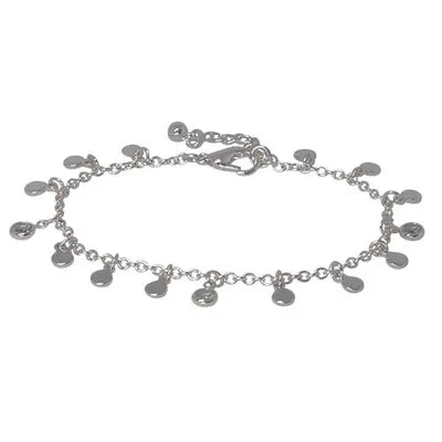 METAL DISC & CZ CHARM BR SILVER/CLEAR