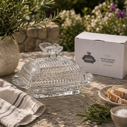 Monet Glass Butter Dish Square