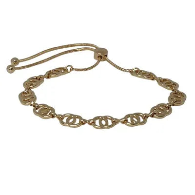 DBL CIRCLE LINK CHAIN SLIDER- GOLD