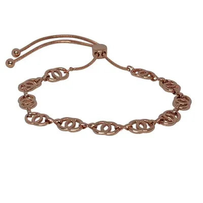 DBL CIRCLE LINK CHAIN SLIDER- ROSE GOLD