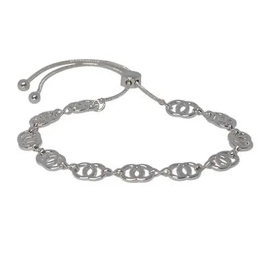 DBL CIRCLE LINK CHAIN SLIDER- SILVER