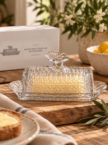 Monet Glass Butter Dish Rectangular