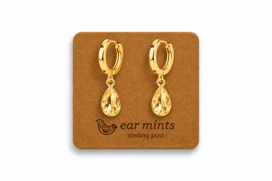 ENAMEL TEARDROP HUGGIE- GOLD