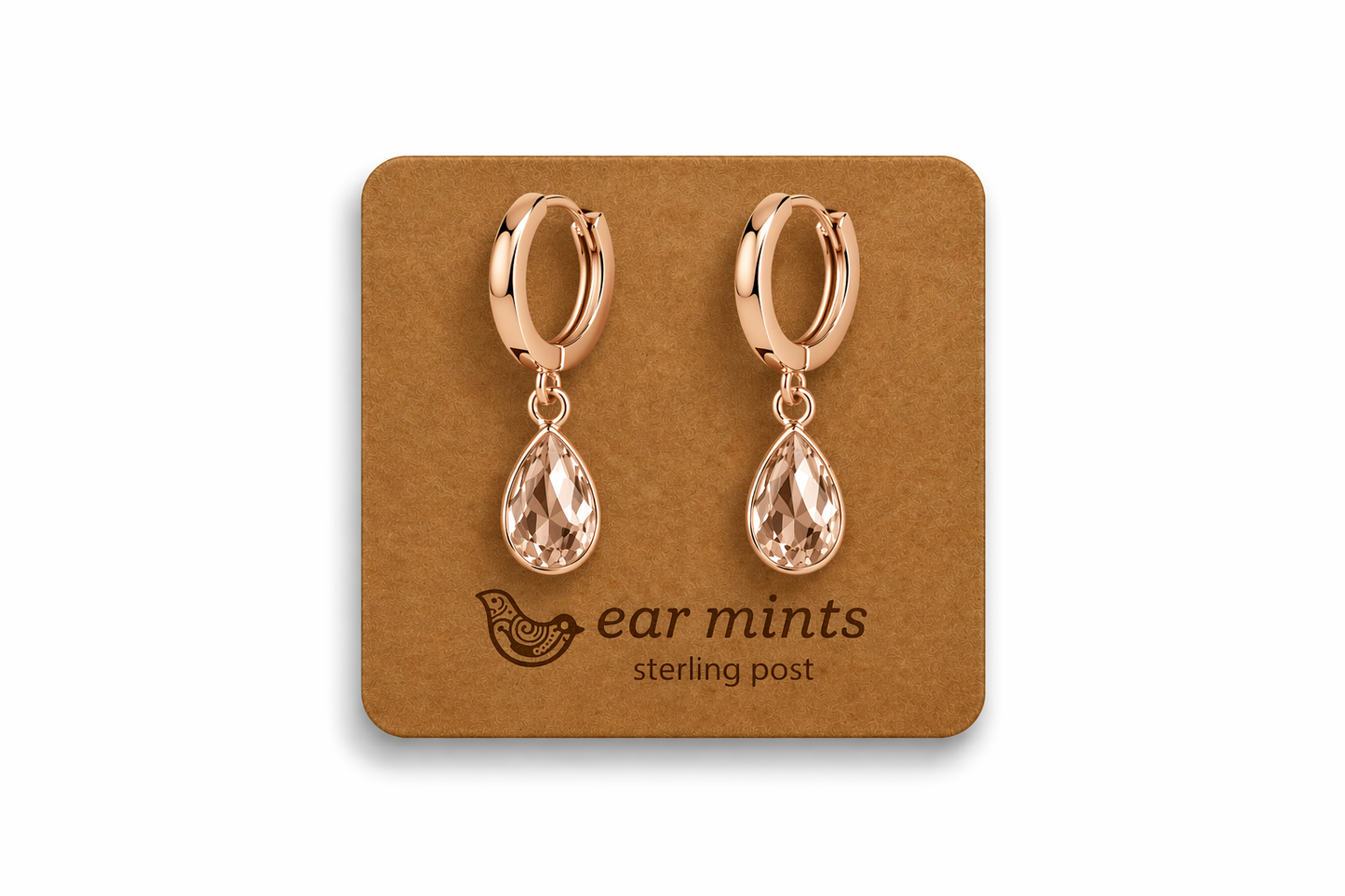 ENAMEL TEARDROP HUGGIE- ROSE GOLD