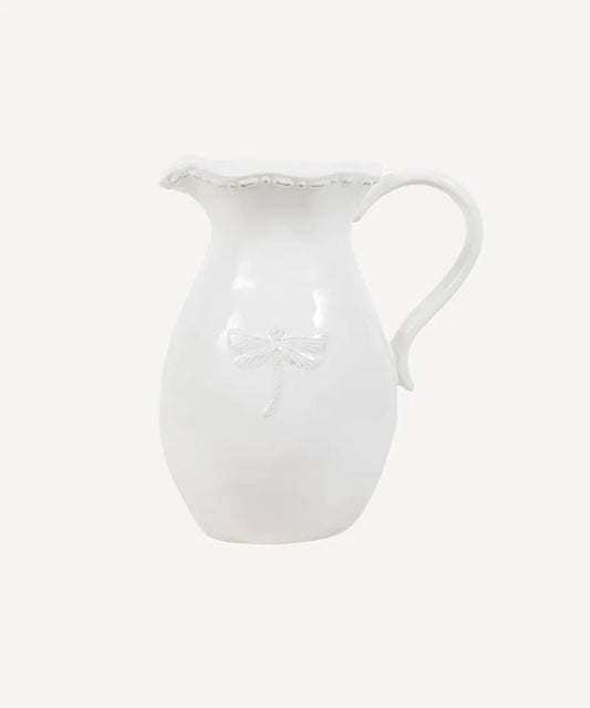 Dragonfly Stoneware White Jug