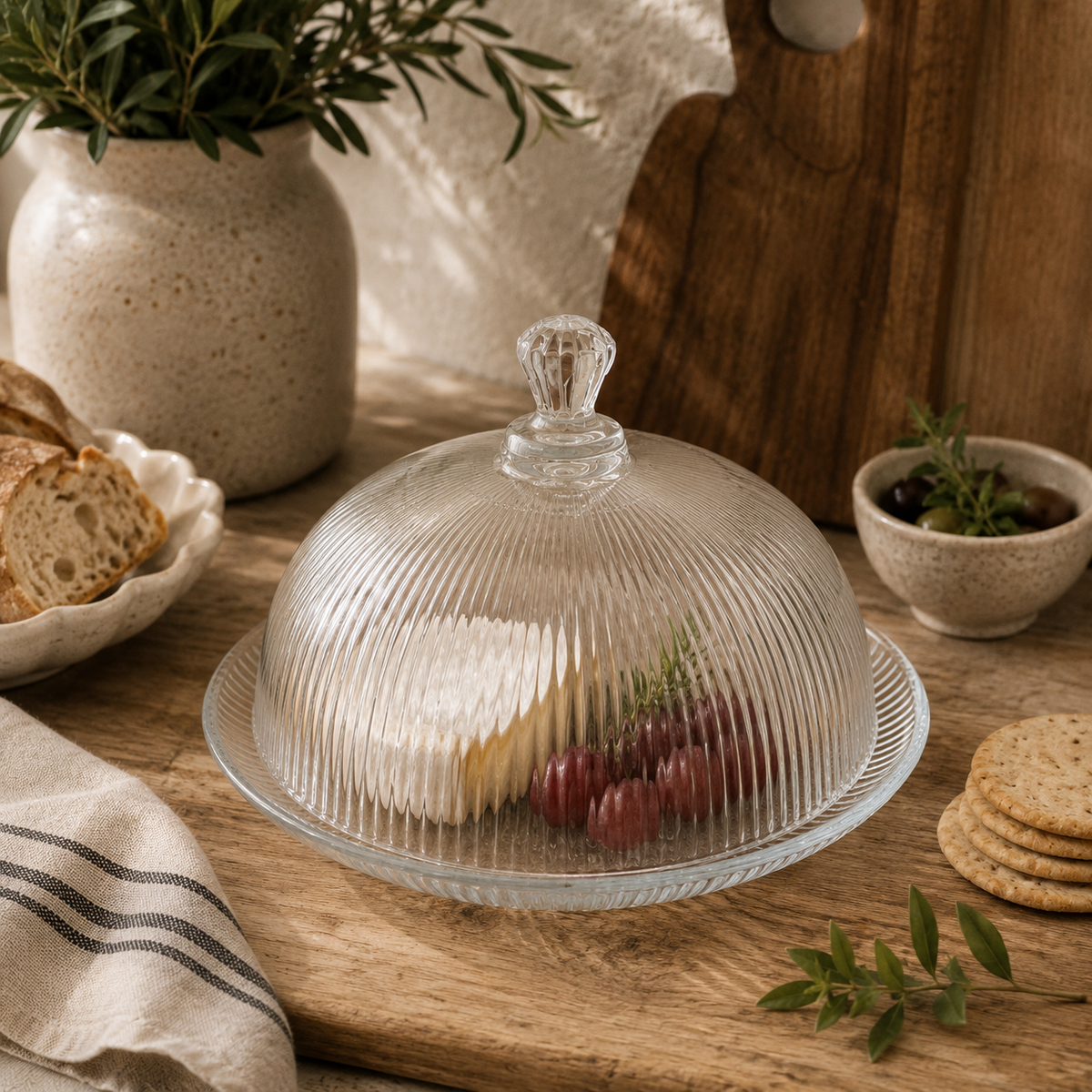 Orlane Clear Glass Ribbed Cloche