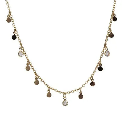 METAL DISC & CZ CHARM- GOLD/CLEAR