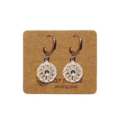 FILIGREE FLOWER HUGGIE- GOLD