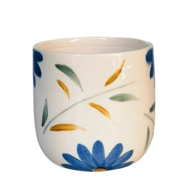 Maxine Floral Planter Blue & Green