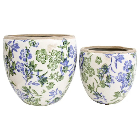 Planter S/2 Botanical Blue