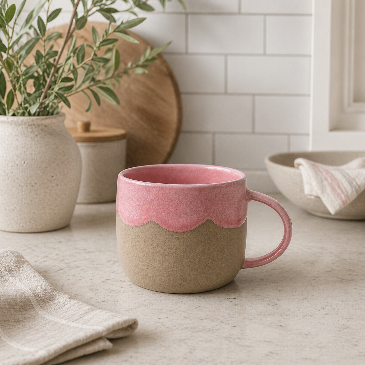 Scallop Mug- Raspberry
