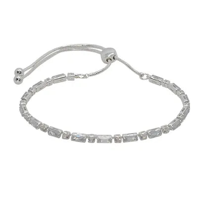 RECT & RND CRYSTAL SLIDER- SILVER/CLEAR