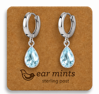 ENAMEL TEARDROP HUGGIE- TEAL