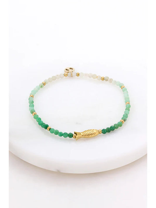 Emma Bracelet- Olive/Gold